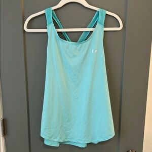 Under Armour Women's Light Blue Tank Top heat gear size large